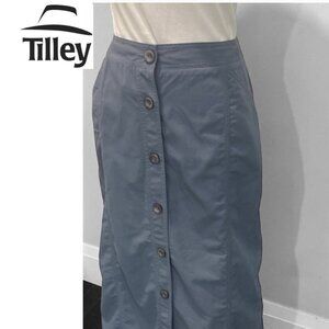 Tilley Grey Button-Front Midi Skirt Nylon Size 12